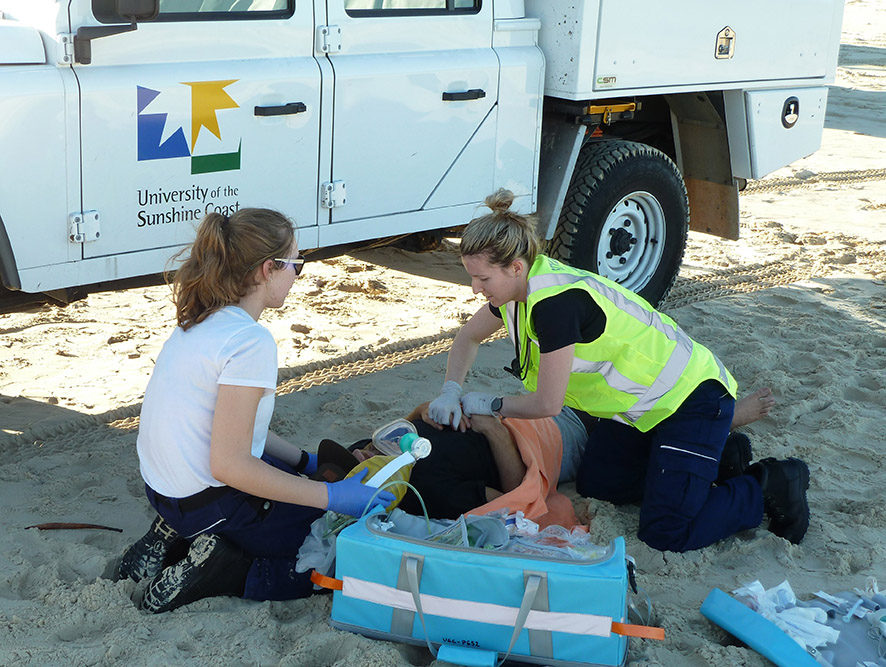 USC paramedics students put their classroom learnings into practice on Trauma Island.
