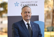 June 11, 2025: University of Canberra vice-chancellor Bill Shorten holds a media briefing providing an update on the university's progress to achieving financial sustainability in Canberra. Picture: Martin Ollman