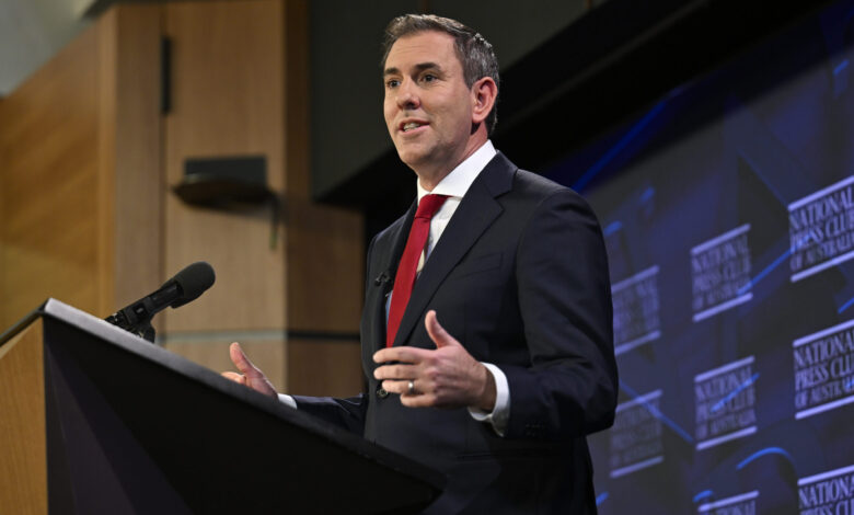 CANBERRA, AUSTRALIA - NewsWire Photos - June 18, 2025: Dr Jim Chalmers MP, Treasurer of Australia addresses the National Press Club of Australia in Canberra on "Our Second Term Economic Agenda". Picture: NewsWire / Martin Ollman