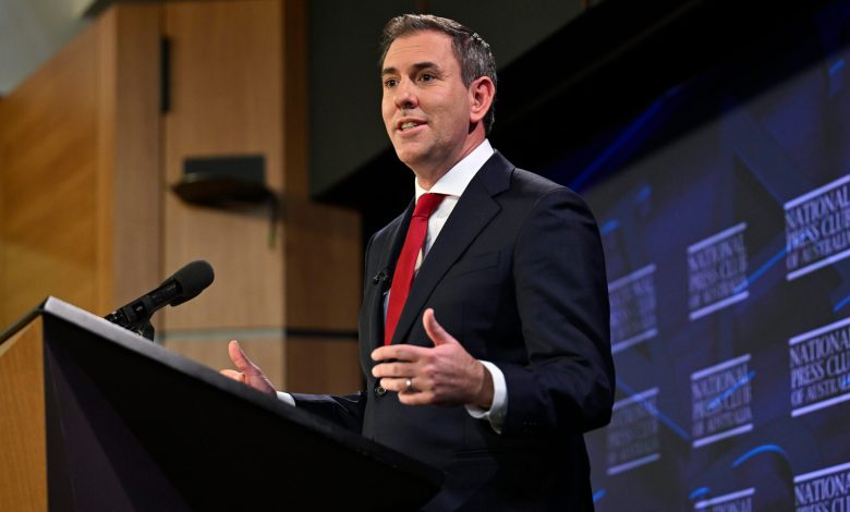 CANBERRA, AUSTRALIA - NewsWire Photos - June 18, 2025: Dr Jim Chalmers MP, Treasurer of Australia addresses the National Press Club of Australia in Canberra on "Our Second Term Economic Agenda". Picture: NewsWire / Martin Ollman