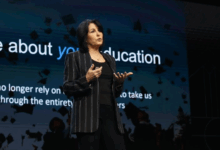 Kelly Palmer delivers a keynote on the future of work and education in 2023. Picture: LinkedIn