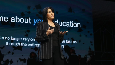 Kelly Palmer delivers a keynote on the future of work and education in 2023. Picture: LinkedIn