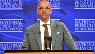 Race Discrimination Commissioner Giridharan Sivaraman delivers his National Press Club address. Picture: Martin Ollman