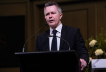 Jason Clare addressed the AFR Higher Education Summit on Tuesday. Picture: Monique Harmer