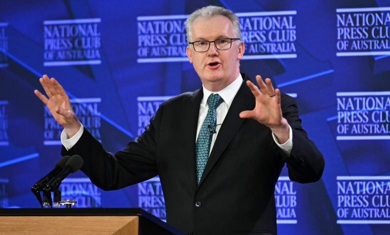 CANBERRA, AUSTRALIA - NewsWire Photos - October 16, 2025: Tony Burke MP, Minister for Home Affairs, Minister for the Arts, Minister for Cyber Security & Minister for Immigration and Citizenship addresses the National Press Club of Australia in Canberra. Picture: NewsWire / Martin Ollman
