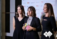 Left to right: Samantha Wade, Elahe Minaei and Kara Vine-Perrow from the University of Wollongong. Picture: Ben Appleton/Universities Australia.