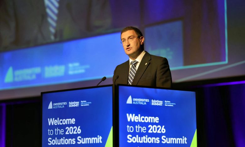 Shadow minister Julian Leeser addresses universities at the UA Solutions Summit. Picture: Ben Appleton/Universities Australia.