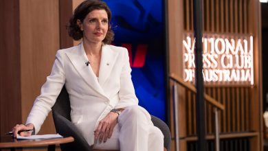 Allegra Spender outlined a tax plan she said will help all Australians thrive. Picture: NPC/Hilary Wardhaugh.