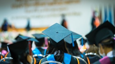 Concept education congratulation and Graduation Ceremony. Congratulated the graduates in University during commencement,backside graduation black hats during commencement success graduates of the university,